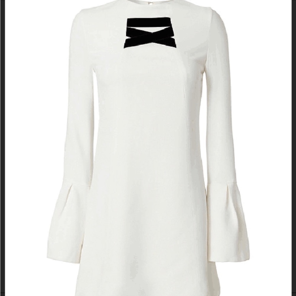 Elegant Alexis White Dress with Velvet Lattice, size Small, mini length